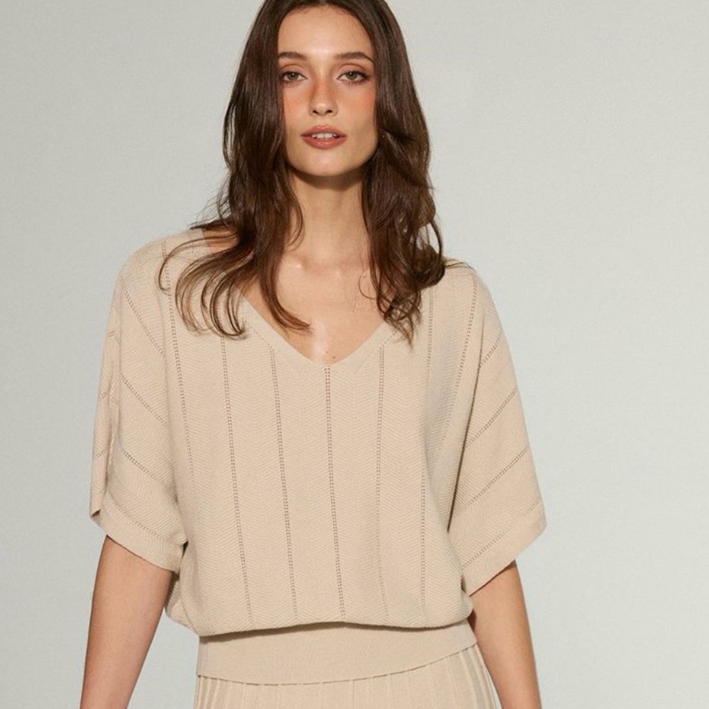 Commense Beige Knit Top 4/Small